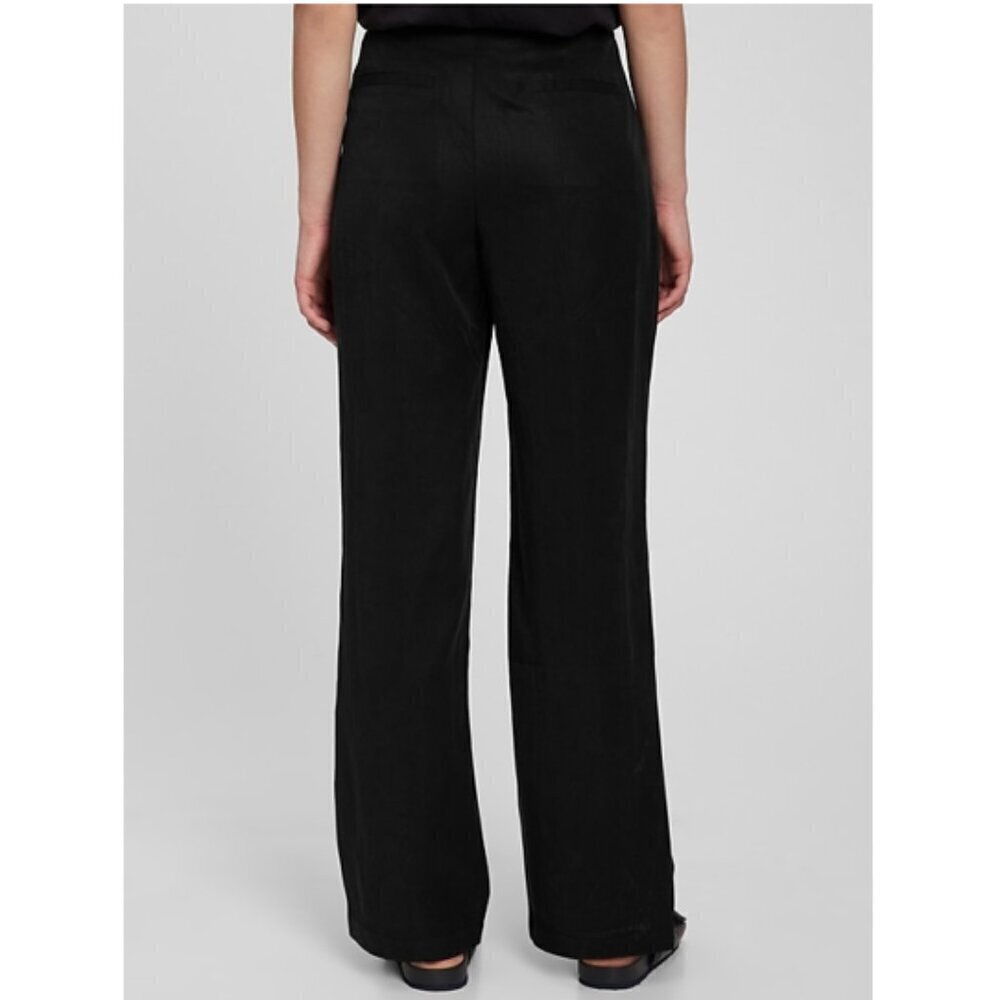 GAP Softsuit Tencel High Rise Pleated Wide Leg Black Pants Size 12 RT$90 #404698 - Picture 6 of 13